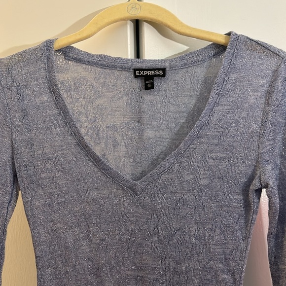 🐾4 for $40 Express lightweight sweater with some shimmer in it blue - Picture 2 of 8